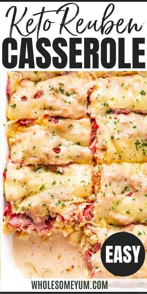 You'll love this melty low carb reuben casserole recipe made with 5 delish layers! And it's easy - only 6 ingredients and 10 minutes prep time. #wholesomeyum Keto Reuben Casserole, Low Carb Reuben, Keto Reuben, Reuben Casserole, Keto Casserole, Low Carb Casseroles, Low Carb Diet Recipes, Best Keto Diet, Low Carb Dinner Recipes