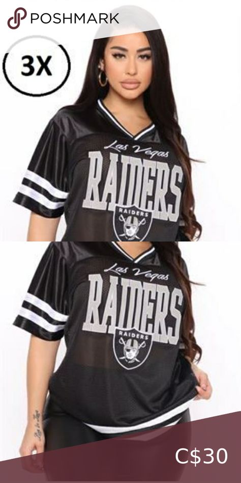 NFL Backward Pass Raiders Jersey Women's 3XL Raiders Jersey Outfit Women, Raiders Outfits For Women, Jersey Outfit Women, Raiders Jersey, Jersey Outfit, Fashion Nova Tops, Outfit Women, Outfits For Women, Virtual Closet