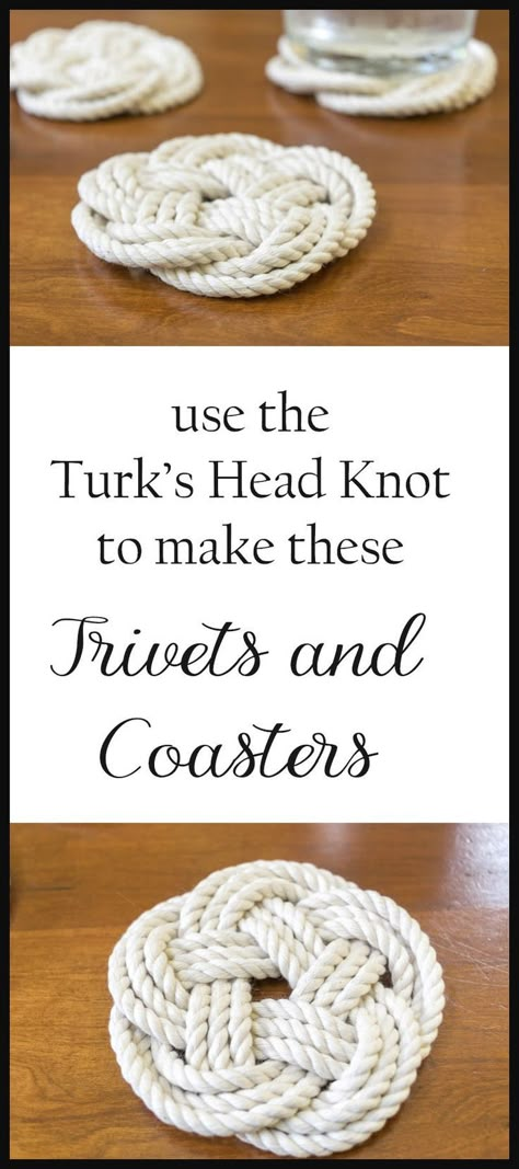 A Flat Turk's Head Knot is perfect for diy coasters & trivets. Instructions (start to finish), with images & videos. Perfect for your kitchen & for gifting. Scrappy Basket, Diy Rope Design, Hantverk Diy, Rope Projects, Xmas Shopping, Rope Diy, Rope Crafts, Diy Coasters, Macrame Patterns Tutorials