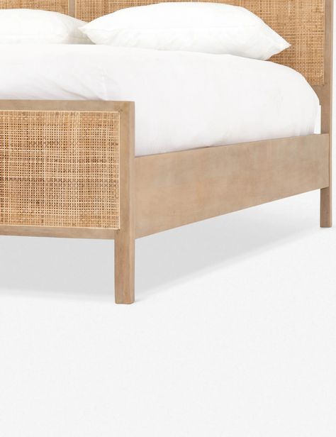 Hannah Cane + Wood Platform Bed Fabric Bed Frame, Luxe Bedroom, Wooden Platform Bed, Caned Headboard, Lulu And Georgia, Wooden Bed Frames, Wood Platform Bed, Living Room Shop, Beds & Bed Frames