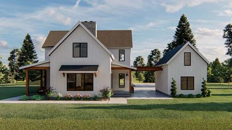 Modern-farmhouse House Plan - 3 Bedrooms, 2 Bath, 2719 Sq Ft Plan 52-437 Flat Plan, House In The Country, American House Plans, Double Sided Fireplace, American Houses, Farmhouse Style House Plans, American House, Farmhouse House, Farmhouse Plan