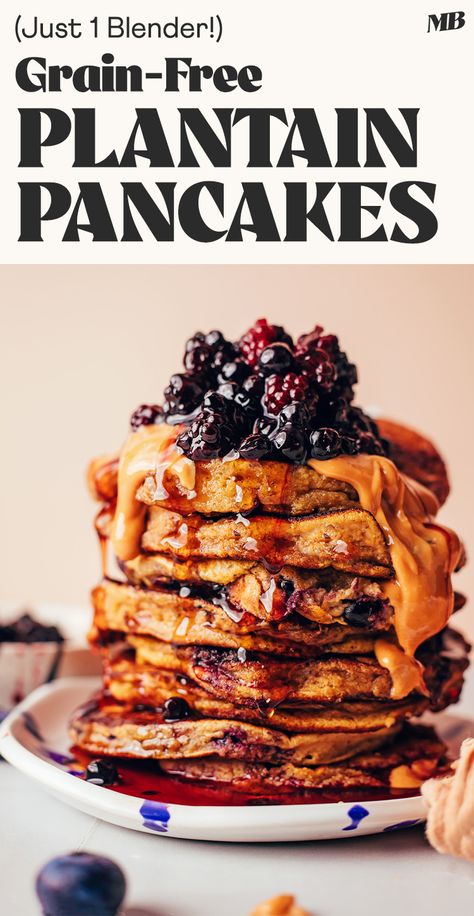 Plantain pancakes made in a blender with simple, whole food ingredients. A nutrient-packed, gluten-free and dairy-free breakfast ready in just 15 minutes! Caribbean Breakfast, Plantain Pancakes, Special Diet Recipes, Health Meals, Make Pancakes, Pancake Toppings, Ripe Plantain, Gf Breakfast, Weekly Recipes