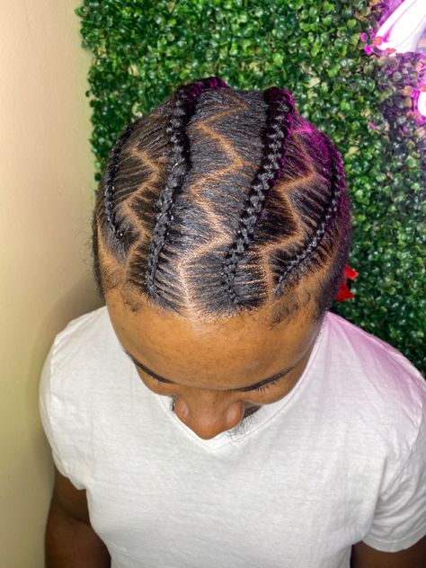 Zig Zag Cornrows Braids For Men, Zig Zag Cornrows, Straight Back Hairstyles, Zig Zag Part, Cornrow Braids Men, Zig Zag Braid, Straight Back Braids, Cornrow Hairstyles For Men, Parting Hair