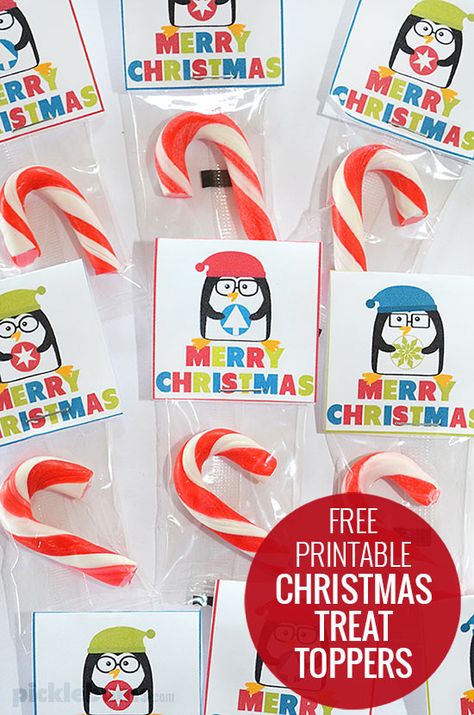 Free Printable Christmas Treat Toppers - the perfect size to staple to the top of a little candy cane or treat! Christmas Treat Tags Printable Free, Treat Bag Topper Template Free, Christmas Treat Bag Toppers, Free Christmas Tags Printable Kid, Free Printable Christmas Treat Bag Toppers, Treat Toppers, Christmas Activities For Kids, Free Christmas Printables, Christmas Minis