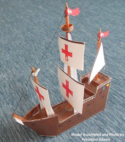 Diy Viking Ship Cardboard, Paper Ship Craft, Ship Miniature, Portuguese Empire, Galleon Ship, Spanish Armada, Ship Craft, Model School, Viking Ship