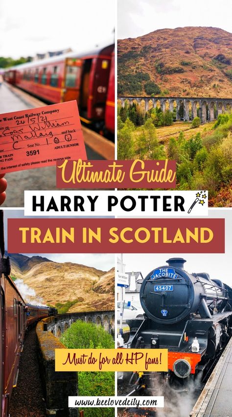 Harry Potter Train in Scotland: Ultimate Guide- BeeLoved City Harry Potter Train In Scotland, Scotland Hogwarts, Harry Potter Train Scotland, Harry Potter Scotland, Scotland Harry Potter, Jacobite Train, Jacobite Steam Train, Harry Potter Train, Harry Potter Locations