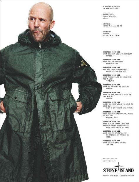 Stone Island | Official Online Store David Sims, Stone Island Junior, Orlebar Brown, Jason Statham, Research Projects, Bruce Lee, Stone Island, Favorite City, Fashion Labels