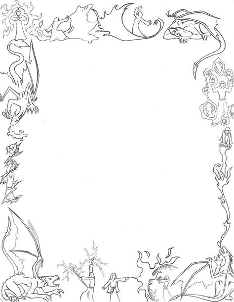 Mouse Template, Page Frames, Witch Coloring Pages, Template Invitation, Dragon Coloring Page, Book Of Shadow, Printable Pictures, Page Borders, Dragon Pictures