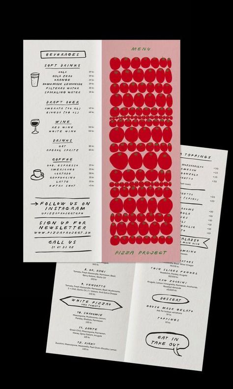 Pizza Project, Menu Design Inspiration, Mises En Page Design Graphique, Visuell Identitet, Café Design, Menue Design, Pizza Menu, 카드 디자인, Restaurant Concept