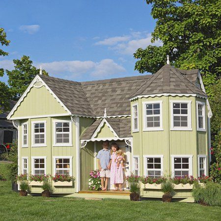 Free Shipping. Buy Little Cottage Sara Victorian 10 x 18 Mansion Wood Playhouse at Walmart.com Victorian Playhouse, Playhouse Design, Outside Playhouse, Kids Indoor Playhouse, Playhouse Kits, Kids Playhouse Outdoors, Wood Playhouse, Outdoor Playhouse, Playhouse Plans