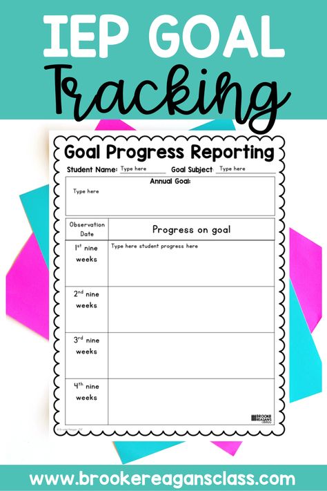 Special Education Teacher Organization, Iep Goal Tracking, Progress Monitoring Special Education, Special Education Classroom Setup, Special Education Organization, Iep Organization, Tracking Template, Sped Classroom, Special Education Elementary