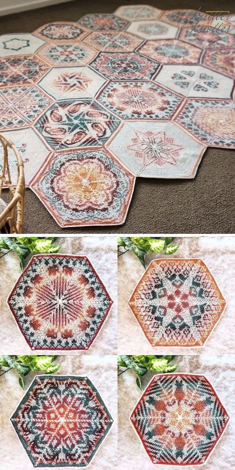 Crochet Along 2024, Crochet Flower Blanket Pattern Free, Persian Tiles Crochet Pattern Free, Crochet Patchwork Afghan, Crochet Along, Random Crochet, Crochet Hexagons, Crochet Girls Dress Pattern, Crochet Cal