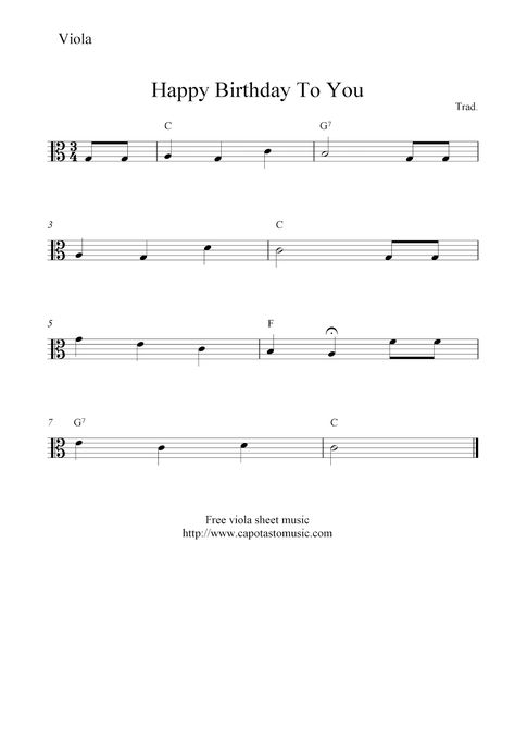 Beginner Violin Sheet Music, Alto Sax Sheet Music, Easy Violin Sheet Music, Free Violin Sheet Music, Viola Music, Viola Sheet Music, Happy Birthday Music, Easy Sheet Music, Cello Sheet Music