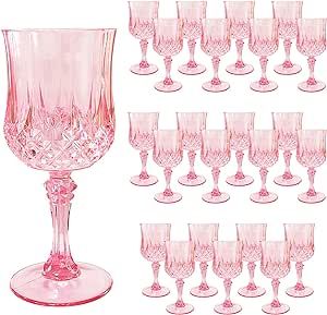 Veiuwa 24 Pcs Plastic Pink Wine Glasses，Cordial Glasses，Goblet Glasses，Pink Plastic Goblets，Fun Wine Glasses，Pink Wine Glasses Can be Used for Weddings, Everyday Fun Parties and More! Pink Plastic Wine Glasses, Pastel Wine Glasses, Pink Drinking Glasses, Plastic Drinking Glasses, Antique Vanity Set, Pink Wine Glasses, Fun Wine Glasses, Plastic Wine Glasses, Champagne Party