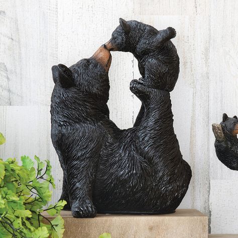 Playful Mama Bear & Cub Sculpture Black Bear Decor, Moose Decor, Arrow Wall Art, Bear Chair, Bear Statue, Black Forest Decor, Woodland Bear, Momma Bear, Bear Sculptures