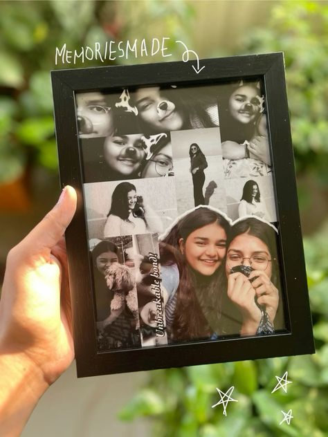 Gift Frame Ideas For Friends, Frame For Best Friend Gift Ideas, Photo Frame Gift For Best Friend, Gift Ideas For Best Friend Aesthetic, Photo Birthday Gift Ideas, Best Friend Frame Ideas Gift, Birthday Photo Frame Ideas Diy Gifts, Birthday Gifts For Best Friend Photo Frame, Small Frame Ideas