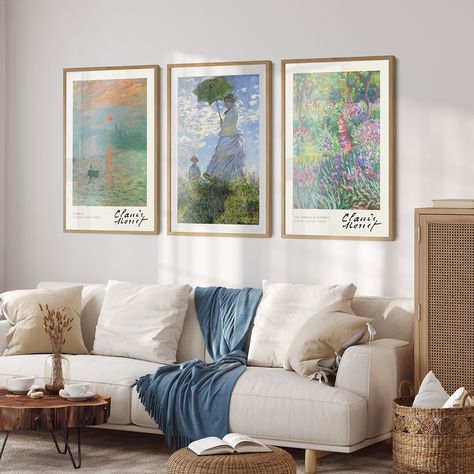 Painting Above Sofa, Monet Bridge, Nature Oil Painting, Above Sofa, Oil Painting Nature, Monet Water Lilies, Sea Wall Art, Minimalist Landscape, Famous Artwork