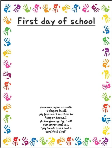 Get To Know Me Preschool Craft, Back To School Preschool Projects, My First Week Of Preschool, 1st Day Of School Preschool Craft, Getting To Know You Preschool Crafts, Beginning Of School Year Crafts For Preschool, First Day Of School Handprint Printable, Back To School Theme Preschool Classroom, Beginning Of School Year Activities Preschool