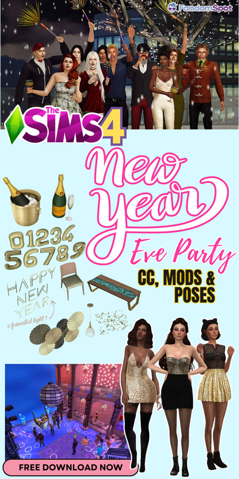 Sims 4 New Years Eve Cc, Sims 4 New Year Cc, Sims 4 Party Cc, Nye Celebration, Be Legendary, Frat Parties, New Year’s Eve, Eve Parties, Ts4 Cc