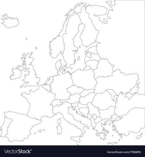 Europe Map Black And White, Europe Map Printable, Free Printable World Map, Blank World Map, World Map With Countries, Map Of Europe, European Map, Map Template, Asia Map