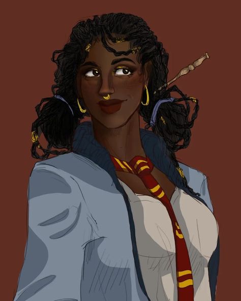 Art by @ama_cro25 on Insta Angelina Johnson Fanart, Angelina Johnson, Hp Fanart, Golden Trio, Wizarding World Of Harry Potter, Harry Potter Fan Art, Harry Potter Series, Harry Potter World, Harry Potter Fan