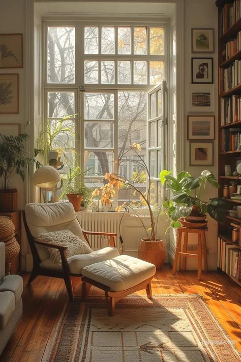 Cottage Aesthetic Apartment, Nyc Townhouse Interior, Apartment Aesthetic Minimalist, Eclectic Living Room Decor, Warm Home Aesthetic, Groovy Room, Victorian Apartment, Living Aesthetic, Lots Of Books