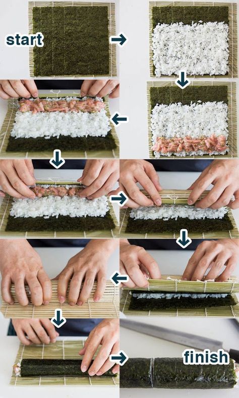 How To Make Sushi with Step-by-Step Became a sushi master with this Niceeeee Resep Sushi, Make Your Own Sushi, Pollo Teriyaki, Sushi Recipes Homemade, Making Sushi, Dessert Sushi, Make Sushi, Pbs Food, Sushi At Home