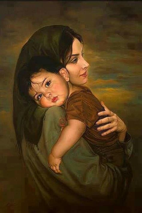 Mother And Baby Paintings, Mother And Child Painting, Mother Daughters, Love Is Cartoon, Dont Touch My Phone Wallpaper, Mother Art, Baby Painting, Female Art Painting, Encouraging Quotes