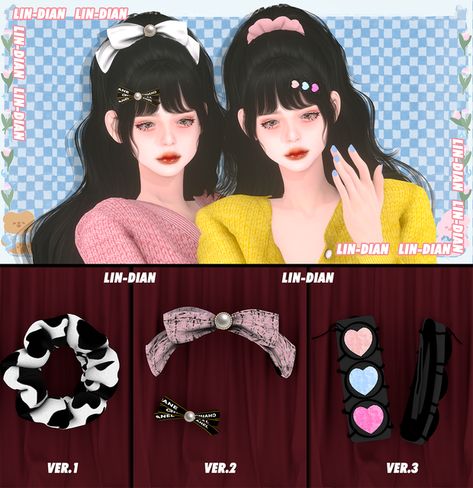 Sims 4 Hair Pins Cc, Sims Hair Accessories, Sims 4 Hair Bow Cc, Sims4 Hair Accessories, Sims 4 Ribbon Hair, Sims 4 Hair Clips, Sims 4 Bow Cc, Sims 4 Cc Headband, Sims 4 Hair Accessories Cc