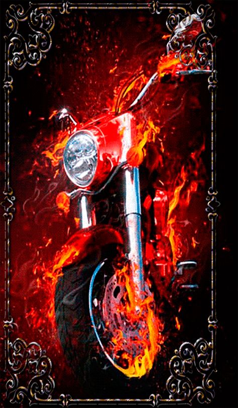 Motorcycle Art Painting, Harley Davidson Art, Motorcycle Wallpaper, Flame Art, Gif Photo, Motorcycle Painting, Biker Art, Fire Art, Motorcycle Art