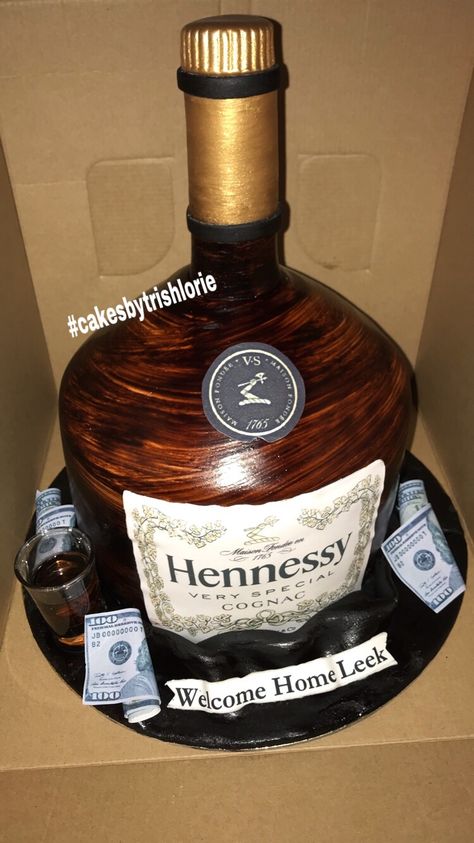 Hennessy Bottle Cake Hennesy Cake For Him, Hennessey Cake, Hennessy Cake, 50th Birthday Cakes For Men, Birthdays Cakes, Hennessy Bottle, 50th Birthday Party Ideas For Men, Bomb Cake, Alcohol Cake