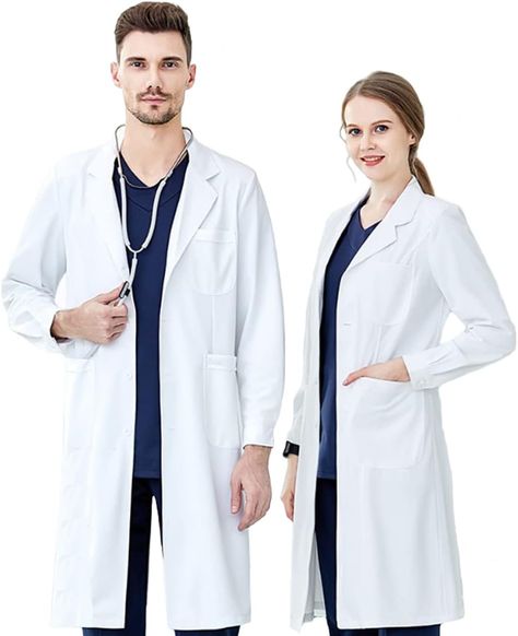 - High Quality Material: KUMARS unisex white medical coat is 35% cotton + 65% polyester. Washable up to 30 degrees and dry at low temperature (or handwash). - Multiful Usage Coat: This laboratory coat for men women provides protection against spills, grime, dirt, and splashes. Very suitable for laboratory, medical professionals, hospital, scientists, chemistry classes, construction, industry, school use. Laboratory Coat, Doctor White Coat, Scientist Lab, School Coat, Chemistry Laboratory, Doctor Coat, White Lab Coat, Chemistry Class, Diy Kostüm