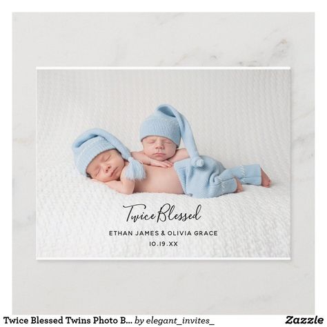 Twice Blessed Twins Photo Baby Birth Announcement Gender Neutral Birth Announcement, Twice Blessed, Twin Baby Announcements, Twin Baby Photos, Baby Birth Cards, Twin Birth Announcements, Twins Announcement, Unique Baby Announcement, Birth Announcement Photos