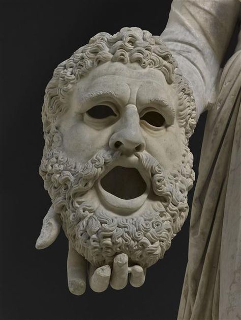 Roman statue of Melpomene holding a mask -   Paris, musée du Louvre Melpomene Mask, Roman Mask, Greek Monsters, Statue Of, Tragedy Mask, Roman Statue, Theatre Masks, Antique Sculpture, Ancient Statues