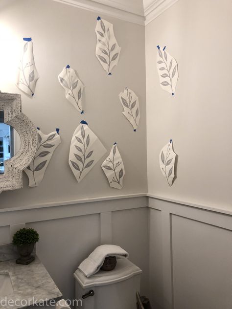 Bathroom Wall Decal Ideas, Cricut Wall Decals Diy, Mirror Stickers Ideas, Cricut Wall Decals, Wall Mirror Stickers, Remodel Interior Design, Powder Room Paint, Bathroom Wall Decals, Powder Room Remodel