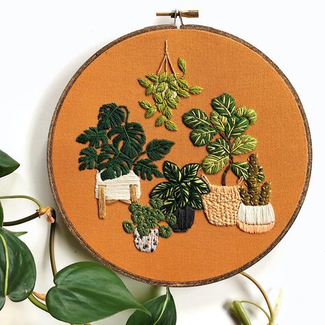 Embroidery Tropical, Crochet Leaf Patterns, Embroidery Hoop Wall Art, This Heat, Sewing Embroidery Designs, Hand Embroidery Art, Embroidery Hoop Art, Embroidery Craft, Embroidery Inspiration