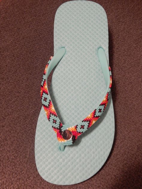 Beaded Flip Flops for my daughter Summer Party Beaded Flip Flops, Beaded Multicolor Flip Flops For Summer, Traditional Beaded Flip Flops For Summer, Traditional Beaded Flip Flops For Beach, Traditional Multicolor Beaded Flip Flops, Beaded Flip Flops, Flip Flops, To My Daughter, Seed Beads