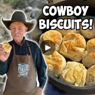 Cowboy Biscuits, Whipping Cream Biscuits, Kent Rollins, Iron Recipes, Cream Biscuits, Cast Iron Recipes, Biscuits Recipe, English Muffins, Whipping Cream