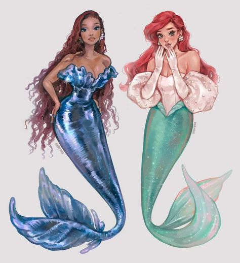 Art Zine, Disney Princess Fan Art, Disney Fanart, Afrique Art, Images Disney, Mermaid Drawings, Disney Princess Drawings, Halle Bailey, Disney Artwork