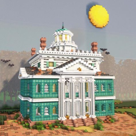 Minecraft Haunted Mansion, Minecraft Survival Castle, Modern Minecraft, Minecraft Shops, Minecraft Idea, Castle Floor Plan, Mc Builds, Minecraft Houses Survival, Haunted Mansion Disneyland