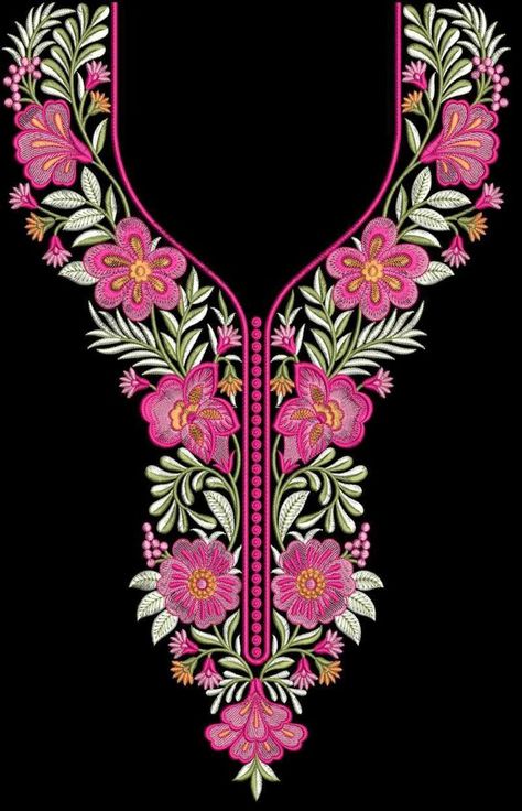 Ambodari Design, Wilcom Embroidery Design, Embroidery Neck Patterns, Choli Neck Design, Choli Embroidery Designs, Embroidery Latest Designs, Embroidery Designs Neck, Embroidery Designs For Neck, Embroidery Neck Design