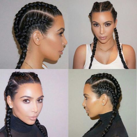 SLF Mag — Hairstyle: Kim Kardashian braids hair #TrendSetter Kim Kardashian Braids, Kardashian Braids, Kim Kardashian Hair, Kardashian Hair, Bouffant Hair, Braided Hairstyle, Braids Hair, Beautiful Braids, Hair Haircuts