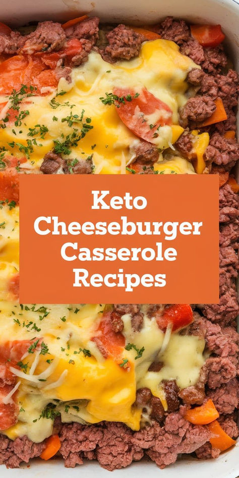 This Keto Cheeseburger Casserole is a low-carb, high-flavor dish that delivers all the deliciousness of a cheeseburger without the carbs! A perfect weeknight dinner for your keto lifestyle. Keto Hamburger Dinner Recipes, Low Carb Hamburger Casserole, Hamburger Keto Recipes, Cheeseburger Casserole Recipes, Keto Hamburger Casserole, Cheeseburger Casserole Keto, Low Carb Burger Recipes, Keto Hamburger Recipes, Low Carb Hamburger Recipes