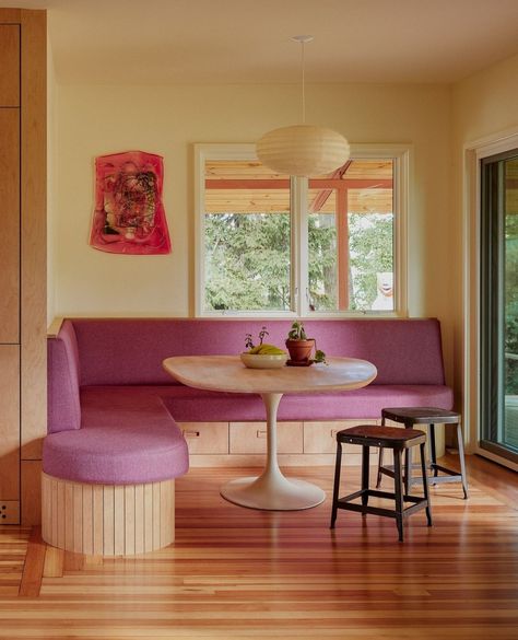 Boxco Studio | Before and After ✨️ What would you store in YOUR banquette drawers?⁠ ⁠ Can't get enough of these photos of our collab with @prsicandprsic… | Instagram Bohemian Banquette Seating, Banquette With Drawers, Rattan Banquette Seating, Retro Banquette Seating, Orange Banquette, Orange Banquette Seating, Breakfast Nook Banquette, Coin Banquette, Retro Dinner