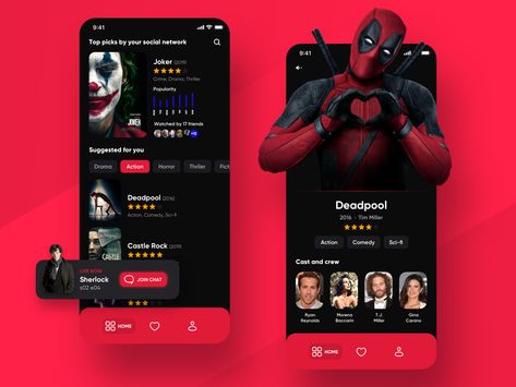 CineMe 🎬 mobile app for movies and tv shows by ✨ Kamil Janus ✨ for EL Passion on Dribbble Streaming Service Design, Film App, Series Netflix, Best Ui Design, Movie App, Tv App, App Ui Design, User Interface Design, Mobile App Design