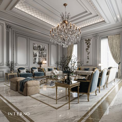 Classical Lobby Design, Classic Ceiling Design Luxury, Luxury Majlis Design, Neoclassical Interior Design Luxury, Living Room Ceiling Design Modern, Dubai Homes, Classic Ceiling Design, Classical Theme, Classic Interior Design Living Room