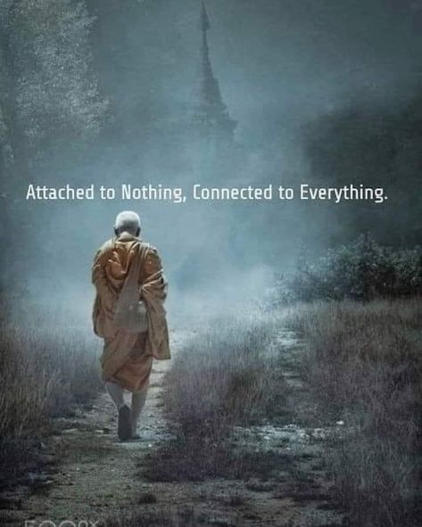 Attached To Nothing Connected, Connected To Everything, Buddhist Wisdom, Little Buddha, Zen Quotes, Buddhism Quote, Universe Quotes, Know Thyself, Everything Is Connected