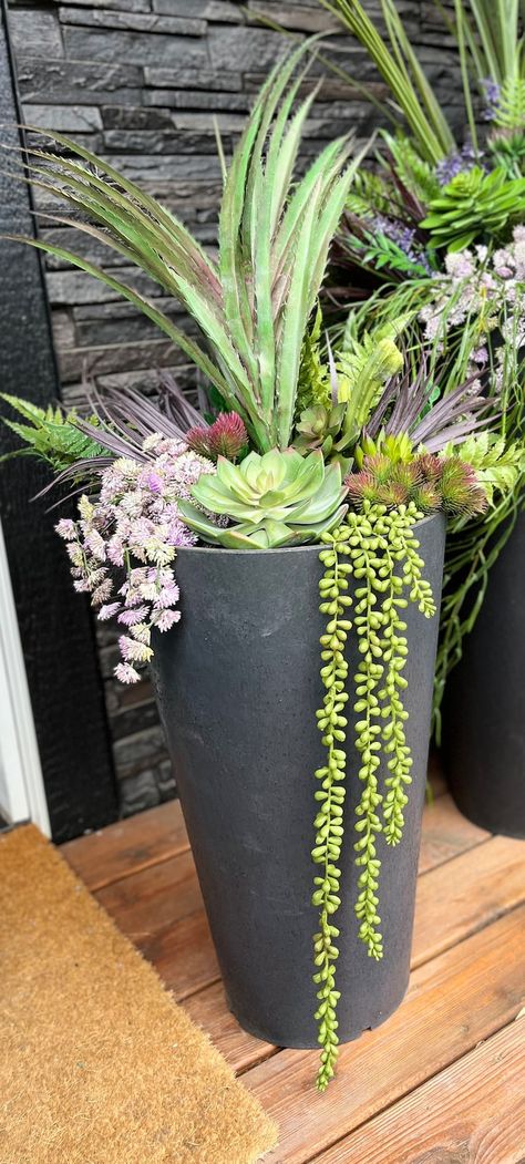 Faux Succulent Planter Drop In, Planters for Porch, Front Door Planters, Succulent Pot Filler, Artificial Porch Pot, Outdoor Faux Planters - Etsy Door Planters, Faux Outdoor Plants, Green Cities, Front Door Plants, Front Door Planters, Porch Front Door, Front Porch Plants, Planter Arrangements, Door Planter