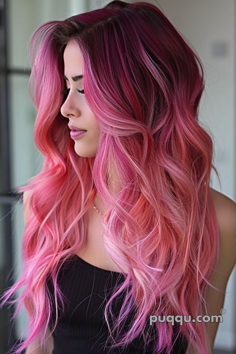 Pink Ombre Hair - A Trendy Transformation! - Puqqu Magenta To Pink Ombre Hair, Bright Ombre Hair, Red To Pink Ombre Hair, Magenta Ombre Hair, Pink Tips Hair, Pink Balayage Hair, Pink And Red Hair, Colorful Tips, Funky Hair Colors