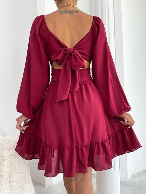 Skirt Lehenga, Wine Dress, Fitted Blouse, Women Bodycon Dress, Red Dress Outfit, Shein Dress, Ruffle Hem Dress, Dress For Short Women, Western Dresses